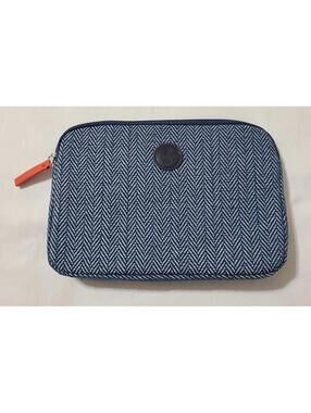 Air France Amenity Kit Business Class Navy Blue Herringbone Toiletry Makeup Case